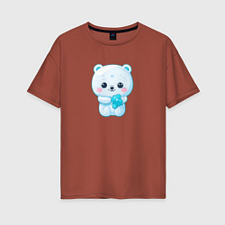 Женская футболка оверсайз Белый полярный медвежонок