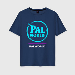 Женская футболка оверсайз Символ Palworld в неоновых цветах