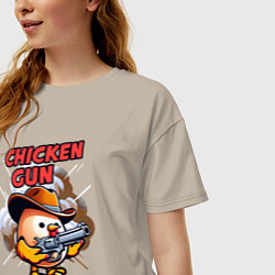 Футболка оверсайз женская Chicken Gun - chicken, цвет: миндальный — фото 2