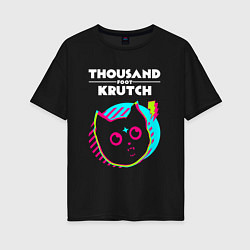 Футболка оверсайз женская Thousand Foot Krutch rock star cat, цвет: черный