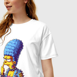 Футболка оверсайз женская Marge Simpson - punks not dead motto, цвет: белый — фото 2