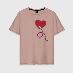 Женская футболка оверсайз Сердца - ethernet love connected, левая парная