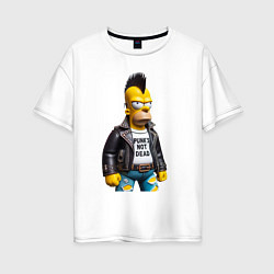 Женская футболка оверсайз The harsh Homer Simpson - punks not dead