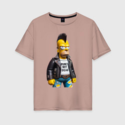 Женская футболка оверсайз The harsh Homer Simpson - punks not dead
