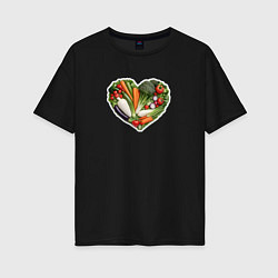 Женская футболка оверсайз Сердце из овощей