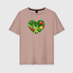 Женская футболка оверсайз Сердце из овощей