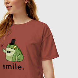 Футболка оверсайз женская Лягушка - smile, цвет: кирпичный — фото 2
