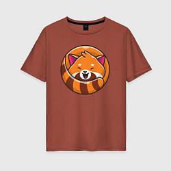 Женская футболка оверсайз Весёлая красная панда