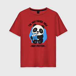 Футболка оверсайз женская Панда с молоком, цвет: красный