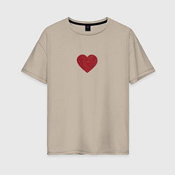 Женская футболка оверсайз Блестящее красное сердечко