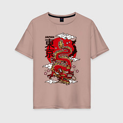 Женская футболка оверсайз Япония - дракон