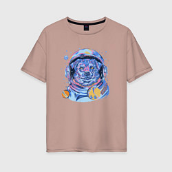 Женская футболка оверсайз Собака космонавт