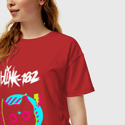 Футболка оверсайз женская Blink 182 rock star cat, цвет: красный — фото 2