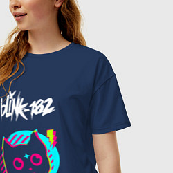 Футболка оверсайз женская Blink 182 rock star cat, цвет: тёмно-синий — фото 2