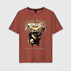 Футболка оверсайз женская Metallica на фоне тяжёлого рока от Пикачу, цвет: кирпичный