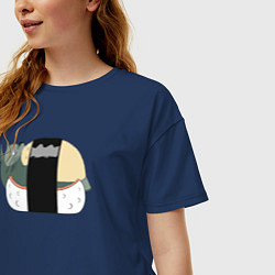Футболка оверсайз женская Тоторо суши, цвет: тёмно-синий — фото 2