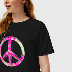 Футболка оверсайз женская Pink peace, цвет: черный — фото 2