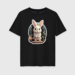 Женская футболка оверсайз Маленький пушистый кролик