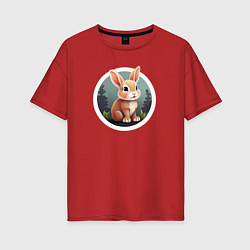 Женская футболка оверсайз Маленький пушистый кролик