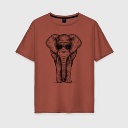 Женская футболка оверсайз Слон в панаме
