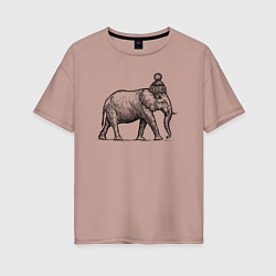 Женская футболка оверсайз Слон замерз