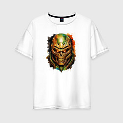 Футболка оверсайз женская Doom slayer skull, цвет: белый