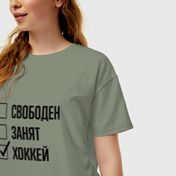 Футболка оверсайз женская Свободен занят: хоккей, цвет: авокадо — фото 2
