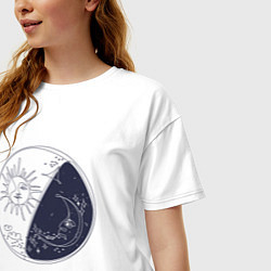Футболка оверсайз женская Солнце луна, цвет: белый — фото 2