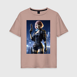 Женская футболка оверсайз Cyberpunk 2077 - ai art character