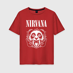 Женская футболка оверсайз Nirvana rock panda