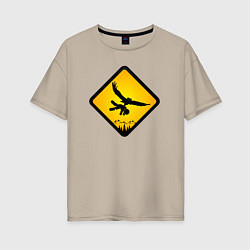 Женская футболка оверсайз Знаки опасности- совы
