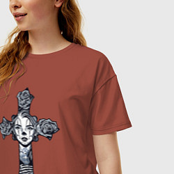 Футболка оверсайз женская Woman cross, цвет: кирпичный — фото 2