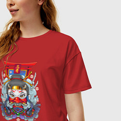 Футболка оверсайз женская Девушка ниндзя синоби, цвет: красный — фото 2