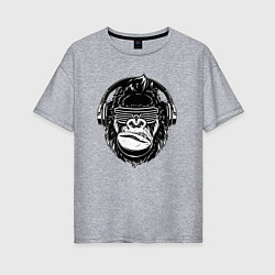 Женская футболка оверсайз Music gorilla
