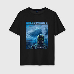 Футболка оверсайз женская Helldivers 2: ПТСР, цвет: черный