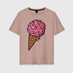 Женская футболка оверсайз Brain ice cream