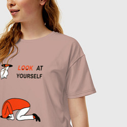 Футболка оверсайз женская Look at yourself, цвет: пыльно-розовый — фото 2