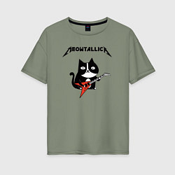 Женская футболка оверсайз Meowtallica cat
