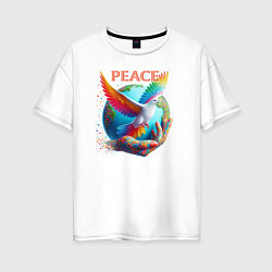 Женская футболка оверсайз Голубь мира peace
