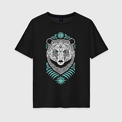 Женская футболка оверсайз Орнамент медведя