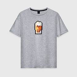 Женская футболка оверсайз Пиксельный бокал пива