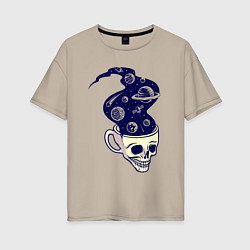 Женская футболка оверсайз Dead drink space skull