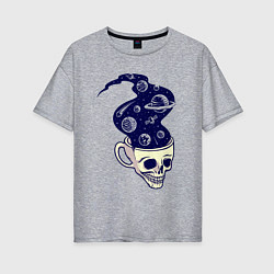 Футболка оверсайз женская Dead drink space skull, цвет: меланж