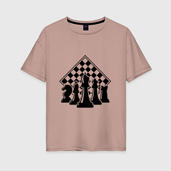 Футболка оверсайз женская The chessboard, цвет: пыльно-розовый
