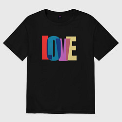 Футболка оверсайз женская Наложенный love, цвет: черный