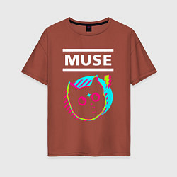 Футболка оверсайз женская Muse rock star cat, цвет: кирпичный