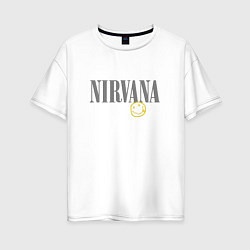 Женская футболка оверсайз Nirvana logo smile