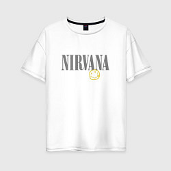 Футболка оверсайз женская Nirvana logo smile, цвет: белый