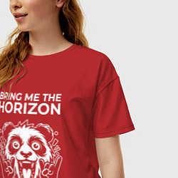 Футболка оверсайз женская Bring Me the Horizon rock panda, цвет: красный — фото 2