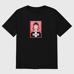 Футболка оверсайз женская Царевна и полоски, цвет: черный